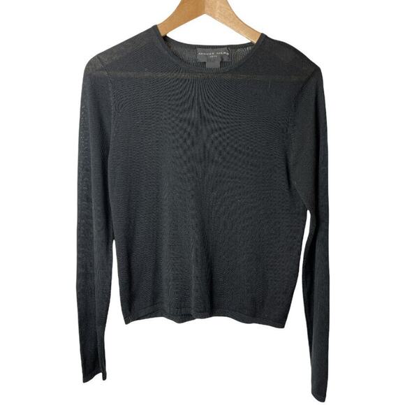 August Silk 100% Silk Black Knit Lightweight Sweater Women's Size S - Picture 1 of 4
